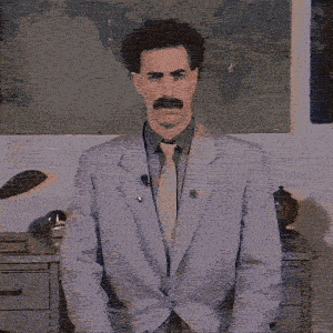 Borat nodding in a hilarious way